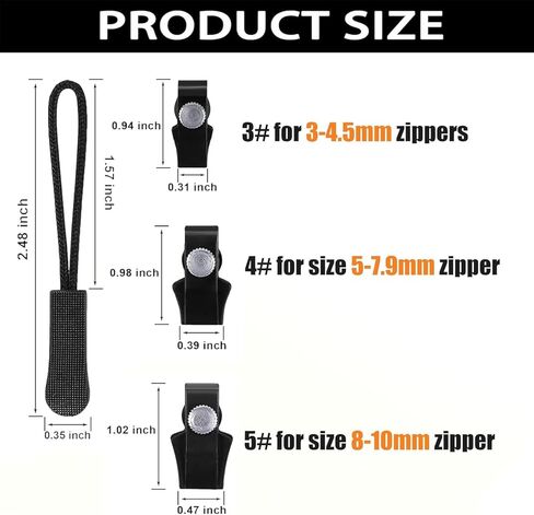 18Pcs Universal Zipper Repair Kit - 3 Different Size Replacement Zipper for #3#5#8 Nylon Plastic Metal Zippers, Quick Install Detachable Zip Heads for Jackets, Luggage, Bags, No Sewing Required in Kuwait