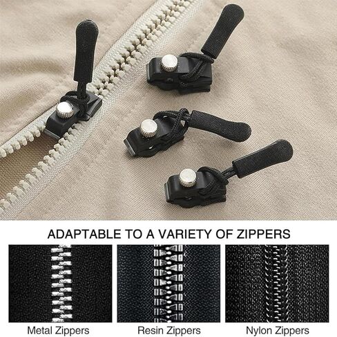 18Pcs Universal Zipper Repair Kit - 3 Different Size Replacement Zipper for #3#5#8 Nylon Plastic Metal Zippers, Quick Install Detachable Zip Heads for Jackets, Luggage, Bags, No Sewing Required in Kuwait