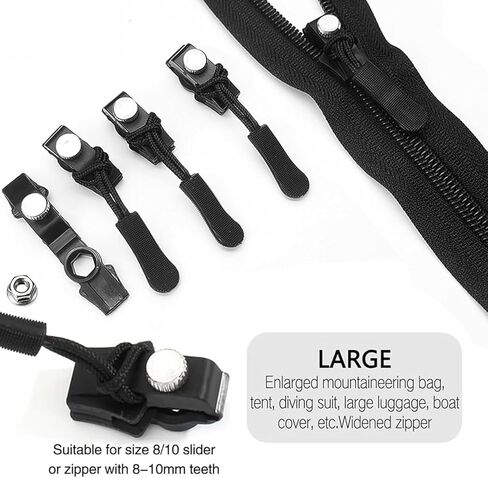 18Pcs Universal Zipper Repair Kit - 3 Different Size Replacement Zipper for #3#5#8 Nylon Plastic Metal Zippers, Quick Install Detachable Zip Heads for Jackets, Luggage, Bags, No Sewing Required in Kuwait