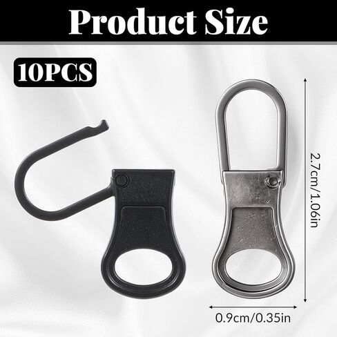 Metal Replacement Zipper Pull Tab, 10 PCS Detachable Zipper Pull Replacement Removable Zippers Repair Kit Zippers Clips for Jackets, Jeans, Backpacks, Purses, Coat, Pants, Suitcase, Purse, Small Holes in Kuwait