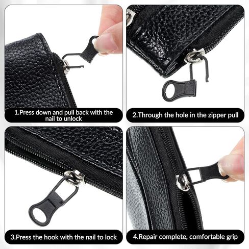 Metal Replacement Zipper Pull Tab, 10 PCS Detachable Zipper Pull Replacement Removable Zippers Repair Kit Zippers Clips for Jackets, Jeans, Backpacks, Purses, Coat, Pants, Suitcase, Purse, Small Holes in Kuwait
