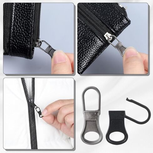 Metal Replacement Zipper Pull Tab, 10 PCS Detachable Zipper Pull Replacement Removable Zippers Repair Kit Zippers Clips for Jackets, Jeans, Backpacks, Purses, Coat, Pants, Suitcase, Purse, Small Holes in Kuwait