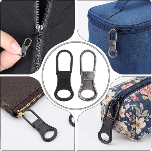 Metal Replacement Zipper Pull Tab, 10 PCS Detachable Zipper Pull Replacement Removable Zippers Repair Kit Zippers Clips for Jackets, Jeans, Backpacks, Purses, Coat, Pants, Suitcase, Purse, Small Holes in Kuwait