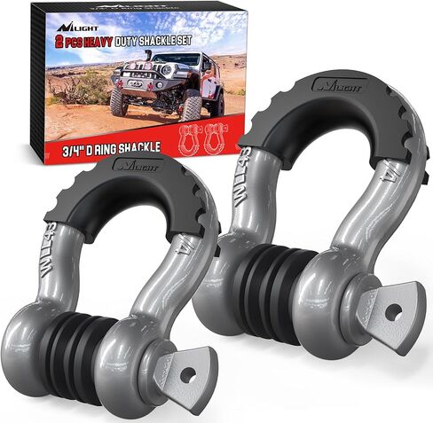 Nilight 2 Pack 3/4" D-Ring Shackle with 7/8" Screw Pin 41,887lbs Break Strength, Heavy Duty Off Road Recovery Shackle with Isolators Washers for Use with Tow Strap, Winch, Off-Road Truck Vehicle in Kuwait