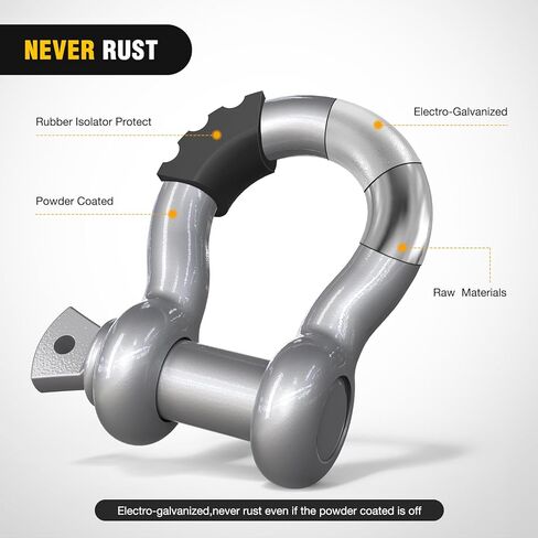 Nilight 2 Pack 3/4" D-Ring Shackle with 7/8" Screw Pin 41,887lbs Break Strength, Heavy Duty Off Road Recovery Shackle with Isolators Washers for Use with Tow Strap, Winch, Off-Road Truck Vehicle in Kuwait