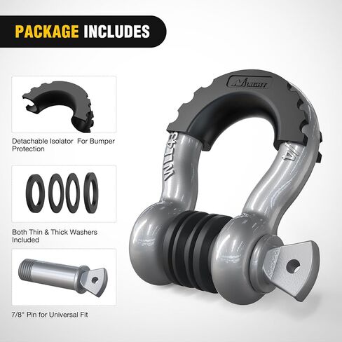 Nilight 2 Pack 3/4" D-Ring Shackle with 7/8" Screw Pin 41,887lbs Break Strength, Heavy Duty Off Road Recovery Shackle with Isolators Washers for Use with Tow Strap, Winch, Off-Road Truck Vehicle in Kuwait