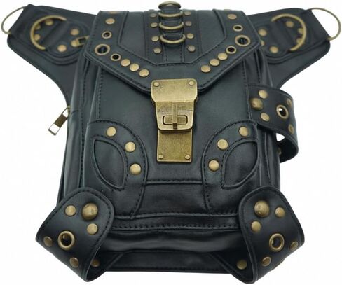 Black Fanny Waist Bag for Women of Steampunk Punk Rock Fashion Multiway Carry Style (black stud) in Saudi Arabia