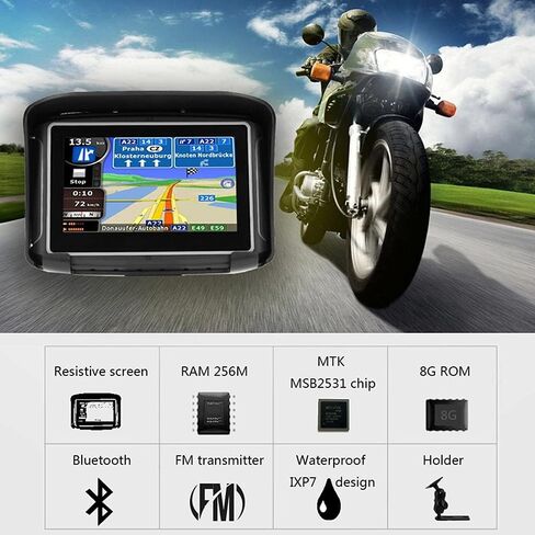 4.3 Inch Motorcycle GPS Navigation, IPX7 Waterproof Rugged Design, with Motorcycle Special Bracket, Equipment Protection Cover in Kuwait