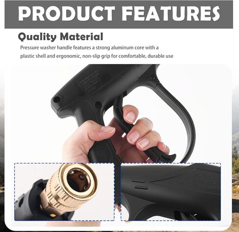 Car Short Pressure Washer Gun,Portable Car Wash Gun with Safety Lock & M22-14 Thread & 1/4" Outlet Quick Connect,4350 PSI Max High-Pressure Washer Short Guns for Most Vehicles in Kuwait