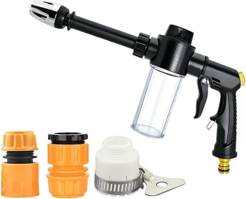 Multifunctional car wash Spray Gun, Long-Rod Nozzle Water Gun with Foam Bottle and Three Link Joints, Suitable for Motorcycles, Families and Gardens. in Kuwait