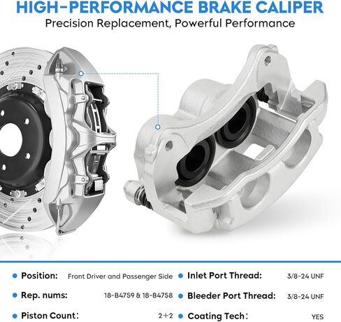 Front Brake Calipers for Ford Ranger 2003-2011, Explorer 2002-05, for Mercury Mountaineer 02-05, for Mazda B2300/B3000/B4000, for Ford Explorer Sport/Sport Trac, 18-B4758 18-B4759, 2PCS w/Bracket in Kuwait
