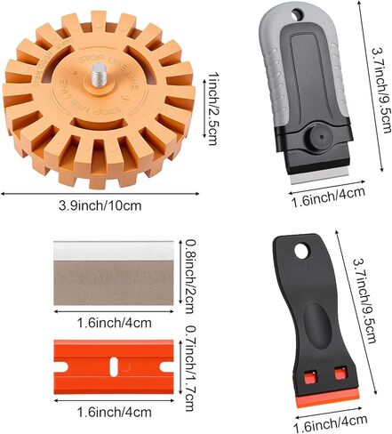 Decal Remover Eraser Wheel Tool Kit for Drill Removes, Adhesive Rubber Remover with Adapter Eraser Wheel with 10pcs Plastic Razor Blades for Drill Removes Cars Boats in Kuwait