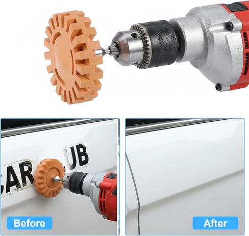 Decal Remover Eraser Wheel Tool Kit for Drill Removes, Adhesive Rubber Remover with Adapter Eraser Wheel with 10pcs Plastic Razor Blades for Drill Removes Cars Boats in Kuwait