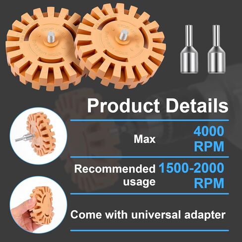 Decal Remover Eraser Wheel Tool Kit for Drill Removes, Adhesive Rubber Remover with Adapter Eraser Wheel with 10pcs Plastic Razor Blades for Drill Removes Cars Boats in Kuwait