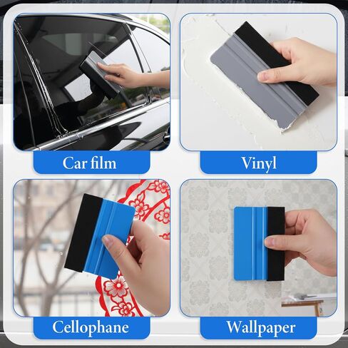 2 Pcs Vinyl Wrap Squeegee 4 Inch / 6 Inch Felt Squeegee Vinyls Scraper Tool Vinyl Wrap Tools Smoothing Wrap Squeegees Applicator Tool for Wallpaper, Car, DIY Crafting in Kuwait