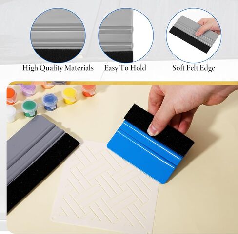 2 Pcs Vinyl Wrap Squeegee 4 Inch / 6 Inch Felt Squeegee Vinyls Scraper Tool Vinyl Wrap Tools Smoothing Wrap Squeegees Applicator Tool for Wallpaper, Car, DIY Crafting in Kuwait