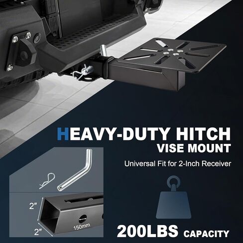Mount Vise and Grinder- Table Mount and Hitch Mount, 7.9" x 7.9" Mounting Plate, DIY Installation Durable Hitch Accessories for Workbench & Mobile Use in Kuwait