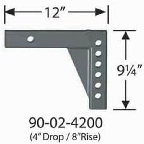 Equal-i-zer 90-02-4200 Specialty Drop Shank 2 Inch Square - 4 Inch Drop/8 Inch Rise x 12 Inch Length (L12) in Kuwait