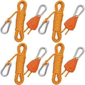 Longer 15ft Paracord Rope Tie Down Ratchet Strap Small Reflective Portable Adjustable Fix Camping Rope Tent Tarp Tie Downs Grow Plant Light Hangers Pulley Tightener Tensioner Adjuster 1/8in 4Pack in Kuwait
