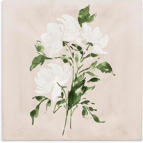 Stupell Industries 'White On Tan Blossom', Canvas Art, 30 x 30 Inches, Easy to Hang and Sturdy, Made in USA, by Lucille Price in Kuwait