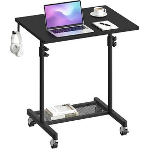 HOOBRO Standing Desk, Rolling Desk Adjustable Height, Portable Podium Stand, Mobile Stand Up Desk with Locking Wheels and Hooks, for Home Office and Living Room Use, Black BB01ZJ01 in Kuwait