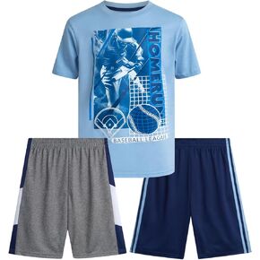 Pro Athlete Active Boys Short Sets - 3 Piece Performance Short Sleeve T-Shirt and Dry Fit Shorts - Boys Athletic Sets (8-16) in Kuwait