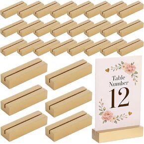 40 PCS Golden Table Number Holders Wood Place Card Stand with Slot Table Name Card and Menu Sign Display Holders for Wedding Party Banquet Birthday Restaurant Use in Kuwait
