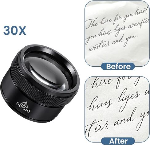 30X Pocket Magnifying Glass, Optics Loupes Mini Jewelry Loop Magnifier, Microscope Magnifying Glass Lens for Jeweler, Stamps, Maps, Antiques, Magazines, Electronics in Kuwait