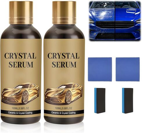 2Pcs PTZ Crystal Serum for Cars,PTZ Advanced Graphene Ceramic Coating for Cars,9H Graphene Coating for Auto Car Detailing,Quick Effect Car Coating Spray,Nano Coat Restore for Paint,Glass & Wheel in Kuwait