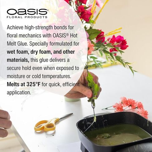 صمغ يذوب ساخنًا على شكل زهور من OASIS، وسائد صمغ، غراء بدرجة احترافية لترتيب الزهور، واستخدامات الزفاف والحرف اليدوية - حقيبة بوزن 1 رطل in Kuwait