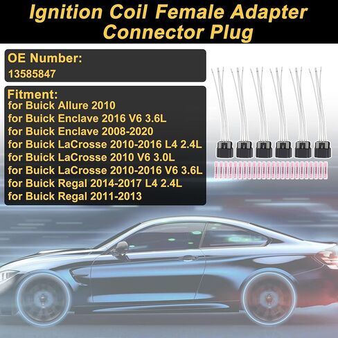 6 Set 8 Pin Ignition Coil Connector Plug Connector Plug for Buick Allure 2010 for Buick Enclave 2016 V6 3.6L Female Adapter No.13585847 in Kuwait