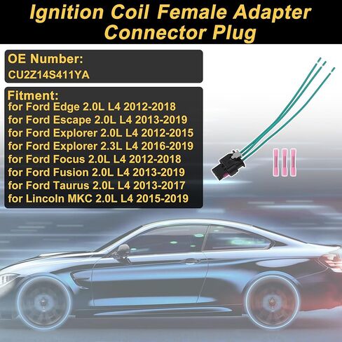1 Set 3 Pin Ignition Coil Connector Plug for Ford Edge 2.0L L4 2012-2018 for Ford Escape 2.0L L4 2013-2019 Female Adapter No.CU2Z14S411YA in Saudi Arabia