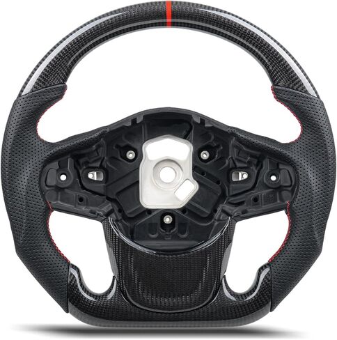 عجلة قيادة من ألياف الكربون هيدرو ديب مع حافة متطابقة لسيارة Toyota GR Supra A90 MK5 2020-2026، خياطة حمراء مثقوبة من جلد نابا على شكل حرف D، استبدال المقبض الرياضي المسطح in Kuwait