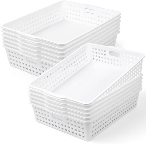 12 Pcs Plastic Classroom Storage Basket Bulk 14 x 10 In Turn in Paper Trays for Classroom A4 Size Colorful Storage Organizer Bin with Handles Stackable Container for Playroom Home Office School Supply in Kuwait