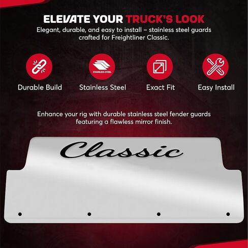 مجموعة Freightliner Classic Fender Guards المصنوعة من الفولاذ المقاوم للصدأ على الطراز الكلاسيكي in Kuwait