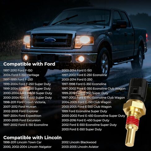 Engine Coolant Temperature Sensor for Ford 1997-2010 F-150, 1999-2004 F-250 Super Duty,1999-2004 F-350 Super Duty,1997-2014 E-150,1997-2004 Expedition, 2002-2005 Explorer,1997-2014 E-150, 8L3Z6G004A in Kuwait