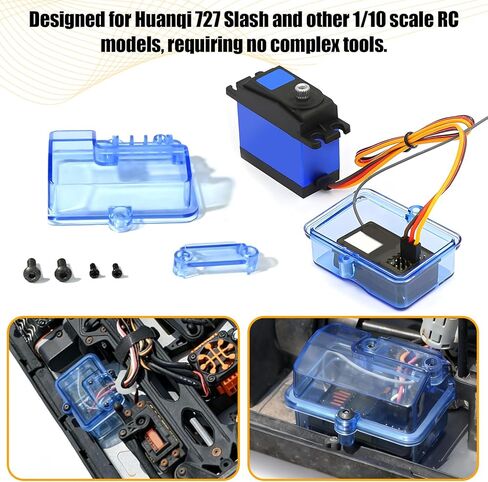 2 قطعة من صناديق الاستقبال البلاستيكية الشفافة المقاومة للماء لهاتف Huanqi 727 Slash 1/10 RC Car ESC Box مع سهولة التركيب، تصميم خفيف الوزن لحماية مستقبل السيارة RC in Kuwait