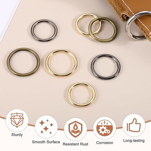 25 Pcs Zinc Alloy O Rings Multi-Purpose O-Ring Welded Buckle Loop Ring (1" ID x 0.12" Thick, Gold), Wire for Crafts Macrame Buckle Belts Sewing Decoration in Kuwait
