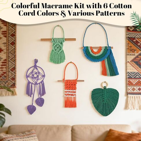 Ecoofor Macrame Kits for Beginners with 366 Feet 3 mm Macrame Cotton Cord, DIY Plant Hanger Kit with Supplies and Instructions, Macrame Beads, Wooden Rings, Dream Catcher Rings in Kuwait