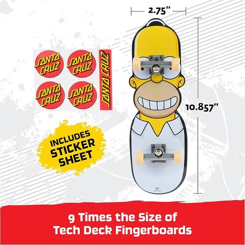 Tech Deck, The Simpsons Santa Cruz & Homer Mini Skateboard for Tricks with Hands, Original Skateboard Graphics and License, Ages 6 and Up, Not Suitable to Stand On in Kuwait