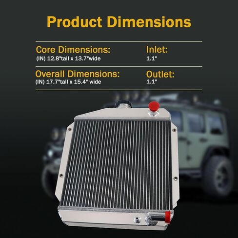 3 Row Radiator Tractor Radiator Compatible with Yanmar Tractor Diesel 3TNE74 119621-44500 Aluminum Radiator in Kuwait