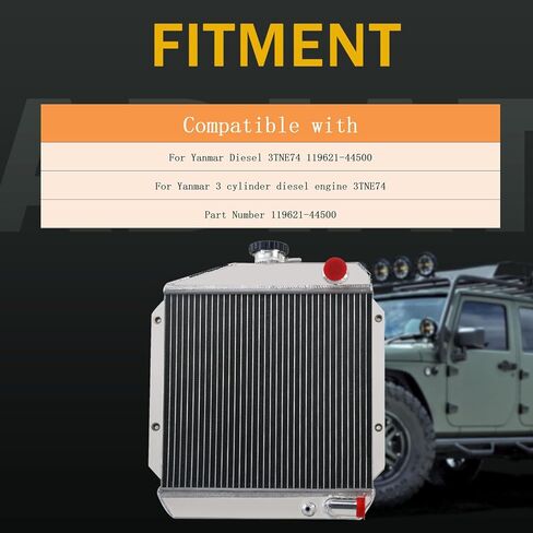 3 Row Radiator Tractor Radiator Compatible with Yanmar Tractor Diesel 3TNE74 119621-44500 Aluminum Radiator in Kuwait