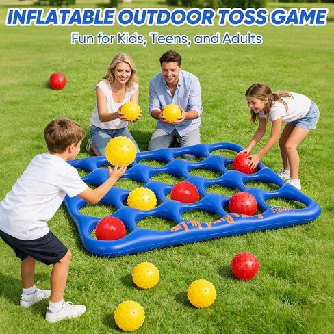 Inflatable 4-in-line Pool Toy Set, Giant Floating 4-in-a-Row Toss Pool Game with 20 Balls for Kids Ages 8–12, Teens & Adults, Summer Pool Party, Pool Tic Tac Toe Game in Kuwait