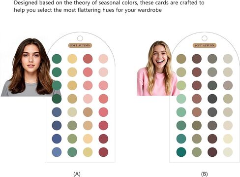 Ultimate 12 Season Color Analysis Personal PaletteCards (Set of 2),Portable Color Matching Guide for Outfits & Makeup,Scratch-Proof Double-Sided Palette(Soft Autumn) in Kuwait