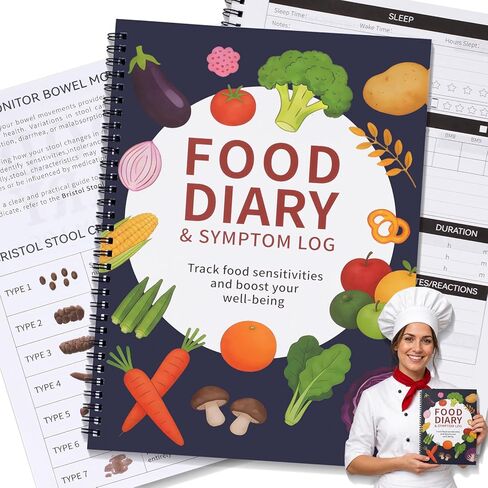 Food Diary, Symptom Tracker Journal & Food Diary Journal –for Track Meals, Sleep, Bowel Movements & Body Reactions,Gut Health,IBS,Low FODMAP,Allergies, Intolerance, Crohn’s/IBD | A4 Size in Kuwait