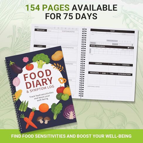Food Diary, Symptom Tracker Journal & Food Diary Journal –for Track Meals, Sleep, Bowel Movements & Body Reactions,Gut Health,IBS,Low FODMAP,Allergies, Intolerance, Crohn’s/IBD | A4 Size in Kuwait