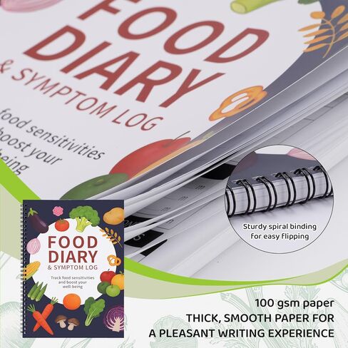 Food Diary, Symptom Tracker Journal & Food Diary Journal –for Track Meals, Sleep, Bowel Movements & Body Reactions,Gut Health,IBS,Low FODMAP,Allergies, Intolerance, Crohn’s/IBD | A4 Size in Kuwait