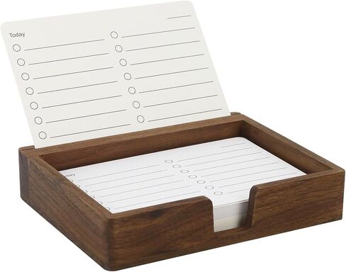 MultiBey Solid Black Walnut Index Card Holders, Wooden Memo Stand with Card Slot, Flashcard & Recipe Card Organizer for Office Home Desk Decor (4x6-inch Black Walnut) in Kuwait