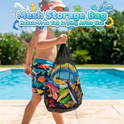 Pool Toys for Kids Ages 4-8, 26 Pcs Diving Toys, Diving Rings, Swimming Pool Games with Storage Net Bag, Torpedo, Gem, Sea Animal & Diving Ring, Pool Decoration, Summer Pool Party Toys in Kuwait