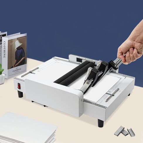 A3 Booklet Maker Paper Folding Machine,Paper Folder Stapler Machine, 2 in 1 Multifunctional Automatic Book Maker Trimmer Solid Steel with Metal Base for Cardstock Leather Office Home School in Kuwait